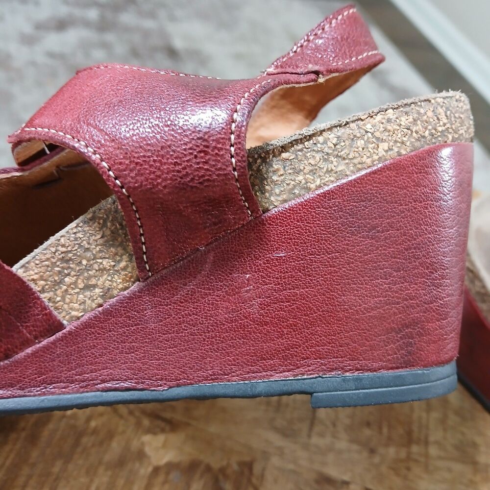 Taos Red Leather Woven Wedge Sandals Huarache Strappy Comfort Shoes EU 39 US 8 - Picture 13 of 16
